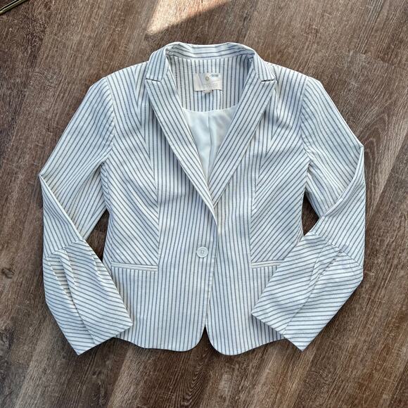 Etcetera Gold Label Blue Striped 2 Piece Skirt and Jacket Blazer Suit Set - Picture 4 of 11